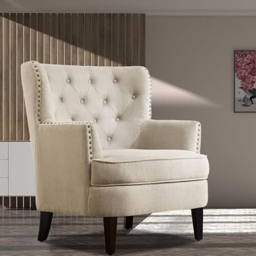 Castora Upholstered Accent Chair for Living Room and Offices (Biege)