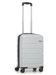 TEAKWOOD LEATHERS Unisex 8 Wheels Trolley Bag, Hard Cabin with Zipper Closure, Adjustable Push Button & Cross Side Strap, Lock System 360 Degree (55 CM, Metallic Silver)
