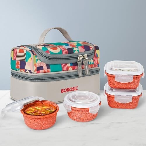 Borosil Kube Pink Universal Lunchbox