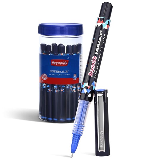 Reynolds Trimax 10ct Jar blue | Roller pen for writing | 0.5mm Tip size