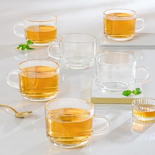 Borosil 6pc Mug Set | Made in India Borosilicate Glass Cup Set (Chai Time (210ml))