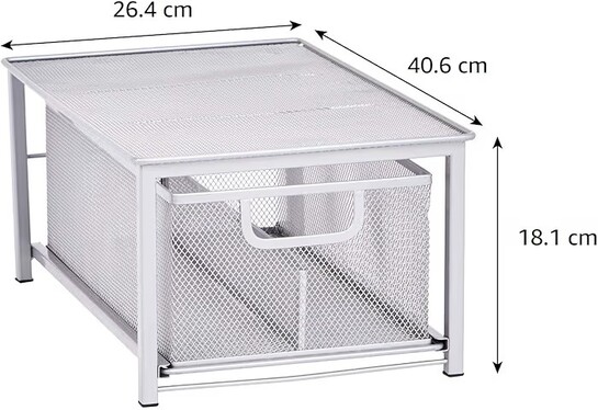 Amazon Basics Mesh Sliding Basket Drawer Storage Shelf Organizer