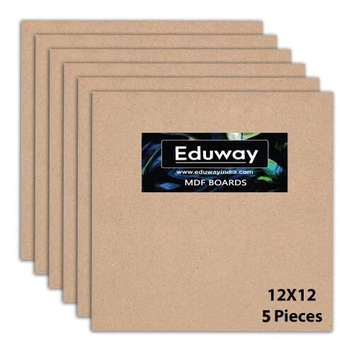 Eduway® 12x12 Inch MDF Board Wood Sheet for Mandala , Lippan, Resin Art & Craft, 4mm Thick, Pack of –5 