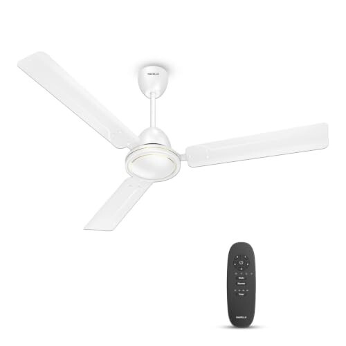 Havells 1200mm Ambrose DX BLDC Motor Ceiling Fan for Home | Remote Controlled, High Air Delivery Fan | 5 Star Rated, Upto 60% Energy Saving| Power: 380 RPM| 2 Year Warranty | (Pack of 1, White)