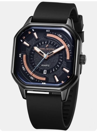 DANIEL HECHTER Modern Analog Watch for Men with Octagon dial and Silicon