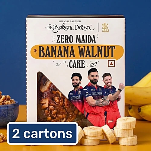 The Baker's Dozen Zero Maida Banana Walnut Cake, 2x150 g (Multipack)