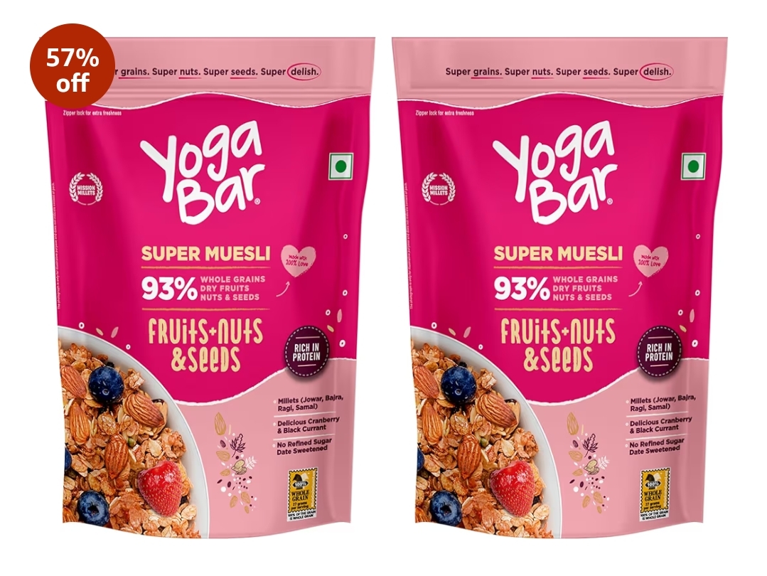 Yogabar Fruit and Nut Muesli 1kg | Muesli with 93% Whole Grains + Dried Fruits+ Nuts and Seeds | Wholegrains, No Added Preservatives