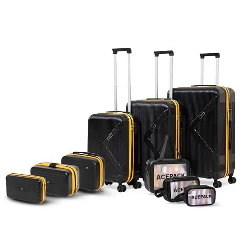 ACEPACK - Brampton - Family Set of 9 Pcs - Set of 3 Suitcase (S+M+L) 