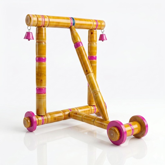 YOUVERSE Traditional Wooden Baby Walker | Nadavandi Push Walker | Handmade | 9-18 Months | Gold