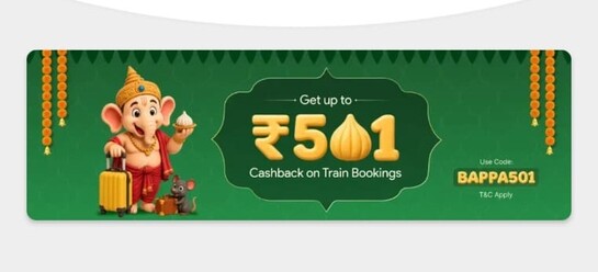 ConfirmTkt Ganesh Chaturthi Offer – Get ₹501 Cashback on Minimum Booking of ₹300