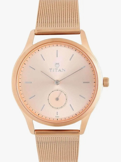 Titan Ladies Workwear Slimline Analog Rose Gold Dial Women's Watch-NN95069WM01