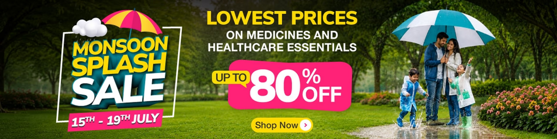 Netmeds - Monsoon Splash Sale | Upto 80% off 