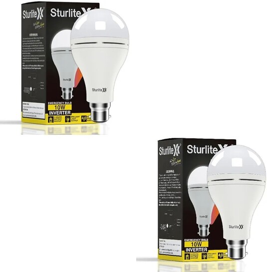 Sturlite Inverter 10W LED Emergency Bulb| Bright Rechargeable Bulb| (Pack of 2)