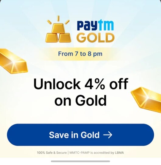 Paytm Gold Golden Hour Offer (7 PM to 8 PM) 