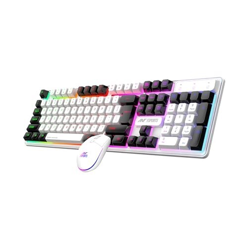 Ant Esports KM1610 LED Gaming Keyboard and Mouse Combo, 104 Keys Rainbow