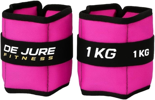 De Jure Fitness Adjustable Ankle Wrist Weights 1KG x 2 | Walking Running Yoga | Pink | 2KG