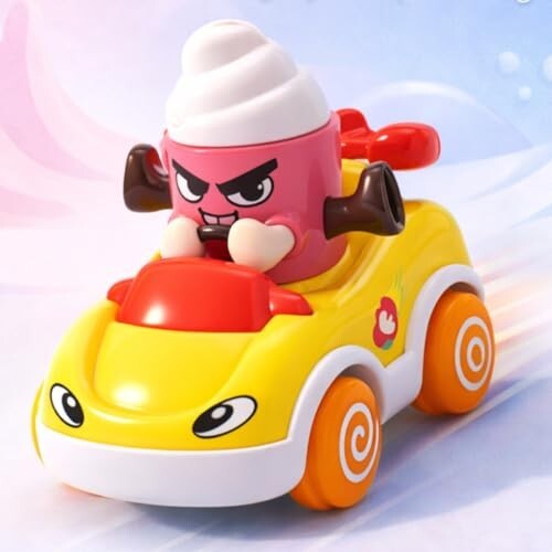 Storio Foodie Toy Car - Mr Icecream | Friction Powered Vehicle for 1–3 Year Old Boys & Girls | Push & Go Baby Car Toy | Cartoon Car for Toddlers 12–18 Months | Safe Durable Educational Toy for Kids