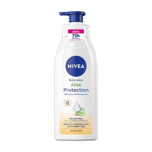 NIVEA Aloe Protection, Hydrating Moisturizer Body Lotion, Natural Aloe Vera & SPF 15 (400 ml)