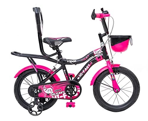 HI-Fast 16 inch Kids Cycle for 4 to 7 Years Boys & Girls with Training Wheels & Carrier