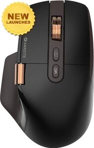 AMKETTE XS Series Flow 2 Speed Programmable Multi-Device 8000 DPI Rechargeable Ergonomic Optical Mouse (Bluetooth, 2.4GHz Wireless, USB 2.0, Black)