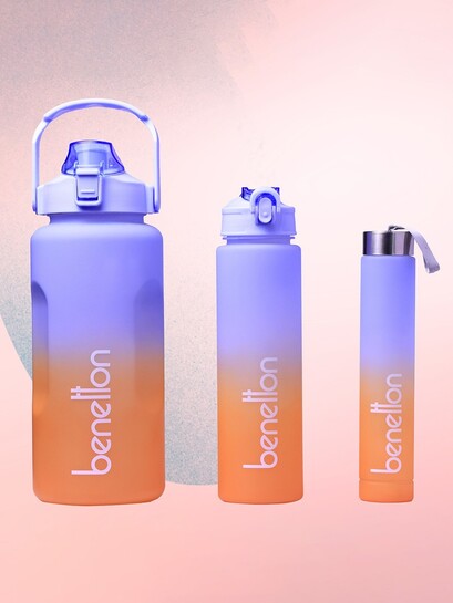 Buy United Colors Of Benetton Blue & Orange Set Of 3 Plastic Colourblocked Water Bottle - Water Bottle for Unisex 38391243 | Myntra