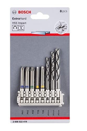 Bosch Professional Extra Hard, 65Mm Screwdriver Bits And Pointteq Metal Drill Bits Set, Pack Of 8