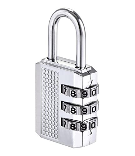 GLUN Stainless Steel Lock Number Steel (B) 3 Code Ch 17C Silver, Keypad
