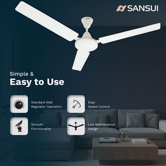 Sansui Aero Spin Max with 2 Year Warranty 1200 mm Ceiling Fan (1 Star | Ivory | Pack of 1)