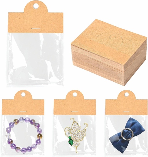 Kraft Paper Jewelry Package Bags 50pcs