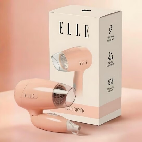 ELLE 1200W Foldable Hair Dryer for Women | 3 Heat Settings + Cool Shot 