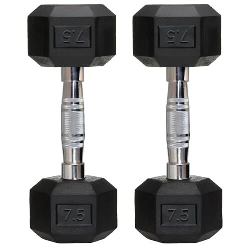 FITRXX Rubber Coated Hexa Dumbbell Set (7.5 kg Pair)