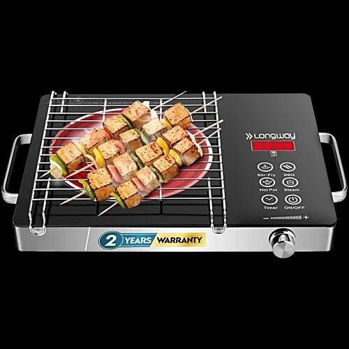 Bigbasket - Longway Infralite Pro ICT Infrared Cooktop 2200 W - Touch Control, Auto Shut Off, Black, 1 Unit (Free Stainless Steel Grill)