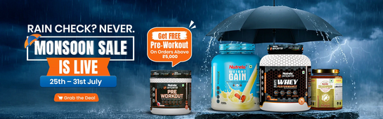 Nutrela Nutrition: Monsoon Sale is Live - Get Free Pre-workout on orders above ₹5000 (25th - 31st July)