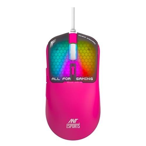Ant Esports Virtus100 Wired RGB Gaming Mouse | Light Weight |6D Durable Button Software Support Esports Mouse_ Pink