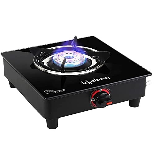 Lifelong LLGS201 Open Single Burner Glass Gas Stove