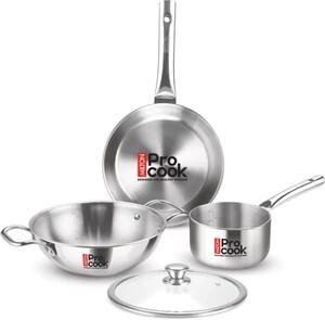 MILTON Procook Cookware Saucepan, Frypan, Kadai with Glass Lid 