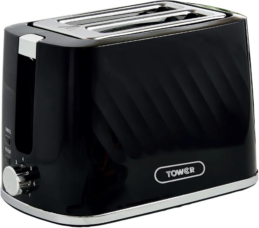 Tower Windsor 2 Slice Pop Up Toaster with Self Centring Slots, 7 Browning Levels, 800W Fast Heating