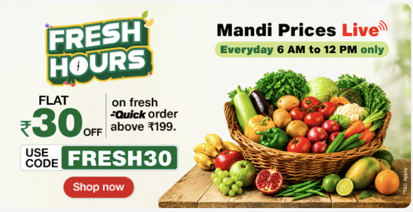 Flat 30rs off on fruits and vegetables