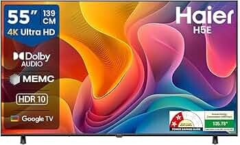 Haier H5E Series 139cm (55) 4K Ultra HD Smart LED Google TV 55H5E