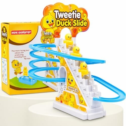 MiniExplorer Duck Track Toys for Kids – Stair-Climbing Escalator with Lights & Music