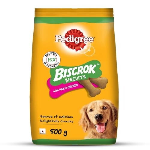 Pedigree Biscrok Biscuits (Above 4 Months) Dog Treats, Chicken with Milk Flavour, 500 g