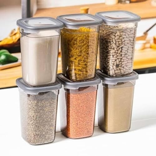 Airtight Kitchen Storage and containers Set | 1200 ML Transparent Food Storage Box for Pulses, Grains, Cereals, Snacks & Dry Fruits | Kitchen Accessories Items for Home(3 Pcs)