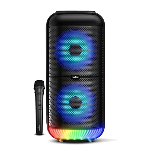 FRONTECH Solo Multimedia Wireless Trolley Speaker - 22W Output, Bluetooth 5.0, LED Display, Disco Light, Wheels, Handle - (SW-0178, Black)
