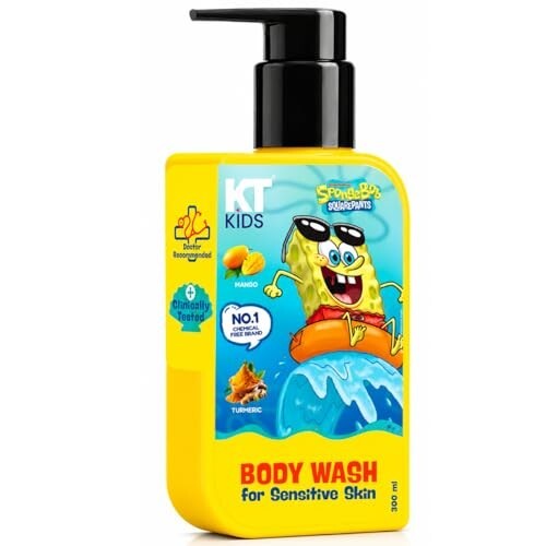 SpongeBob Soft Body Wash for Kids | Mild Cleansing for Sensitive Skin | Mango & Turmeric | 300ml