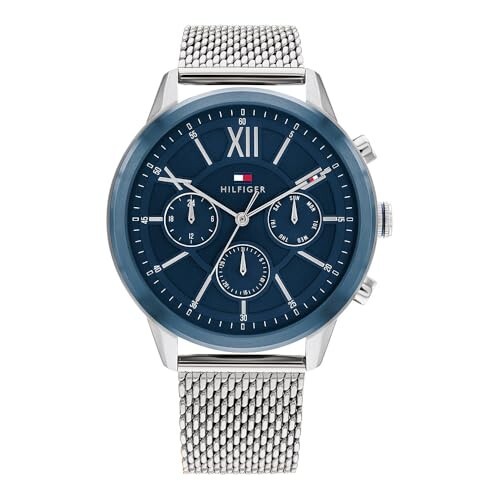 Tommy Hilfiger Morrison Quartz Multifunction Blue Dial Silver Stainless Steel Strap Watch for Men