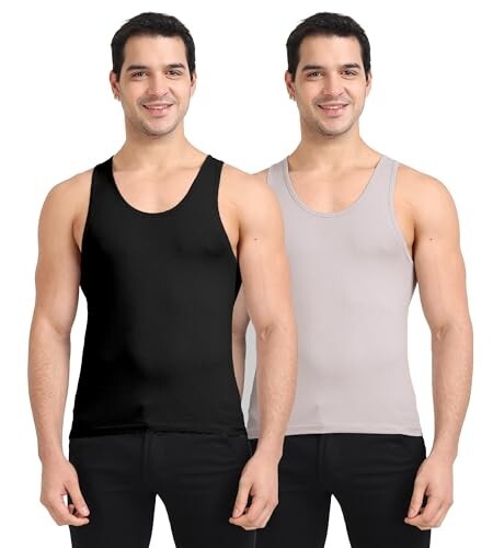 Freecultr Cotton Vest for Men Sleeveless Lightweight Solid Round Neck Comfort Vest | Ultra-Soft Breathable Innerwear Sando for Gym, Sports, Workout, and Everyday Wear | Regular Fit and Durable Design