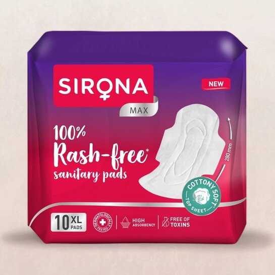 Sirona Rash Free Sanitary Pads | XL | 10 pcs location specific