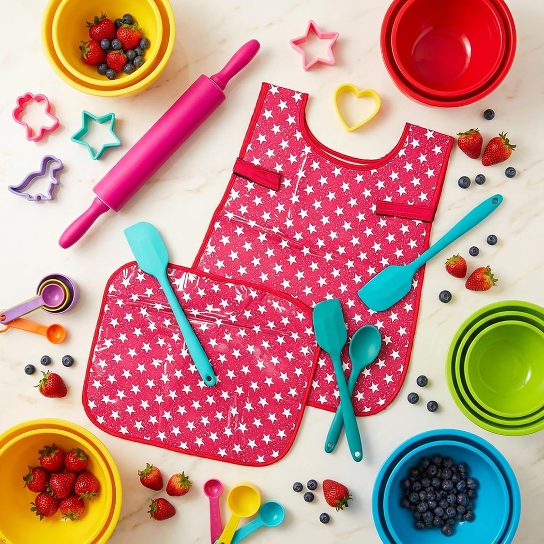 UMBEL Kids Apron with Matching Table Mat | Waterproof | Adjustable | Painting and Mealtime