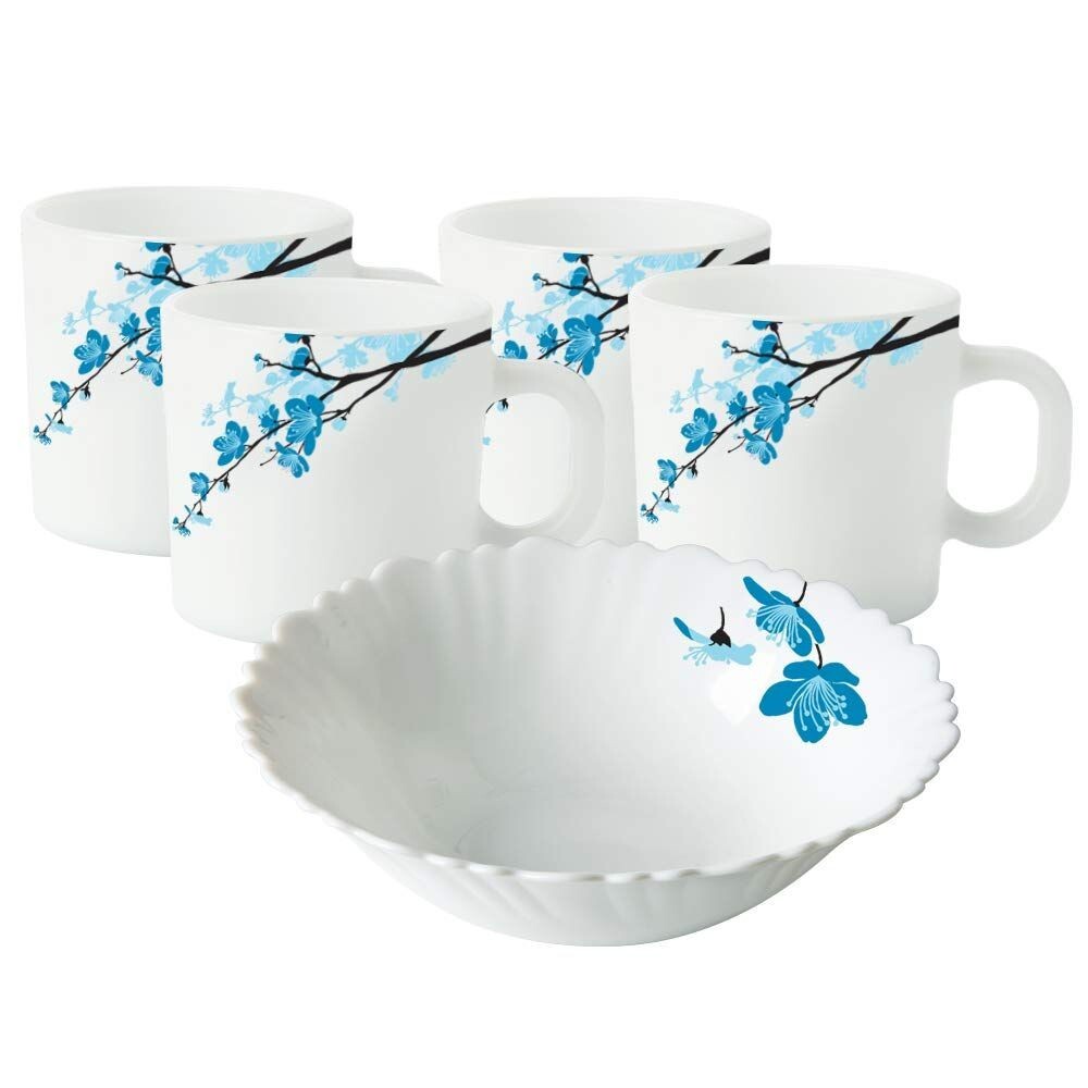 Larah by BOROSIL Opalware Snacks Set - 180 ml, 5 Pcs, White
