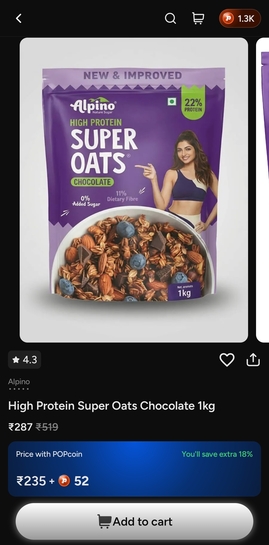 ALPINO High Protein Super Oats Chocolate 1kg